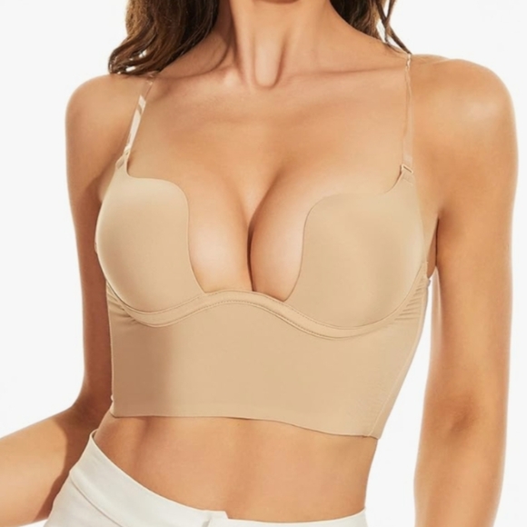 Other - Sealsea Convertible Deep Plunge Low Back Beige Bra Size 36C